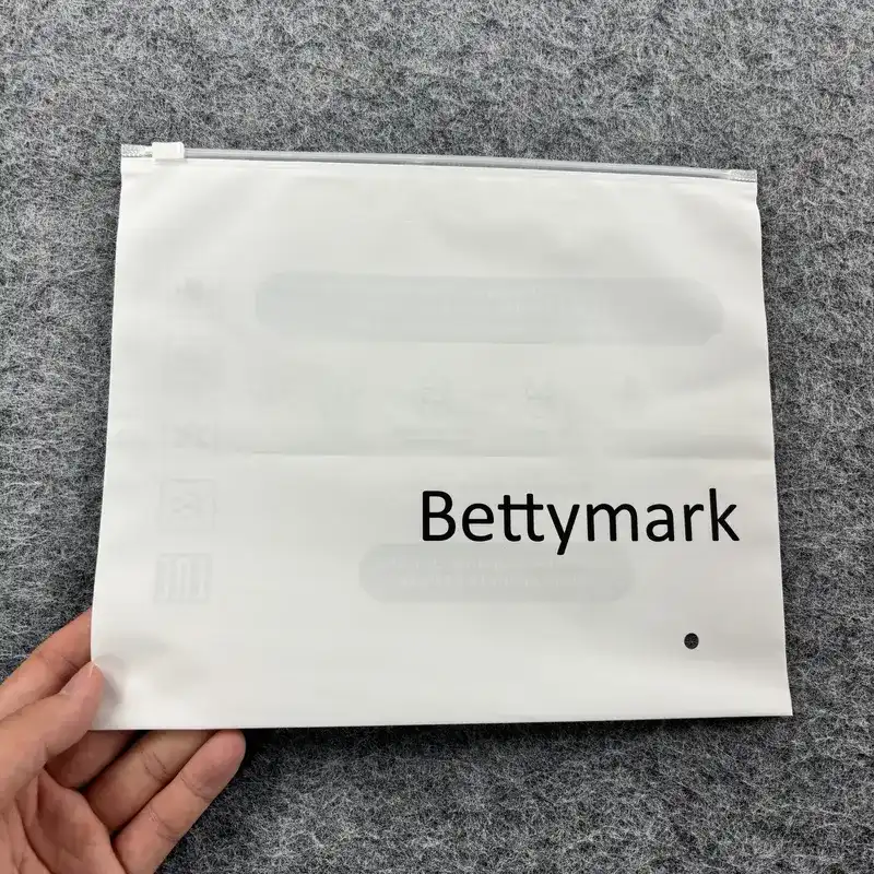 Bulk White Resealable Poly Bags with Black Logo Printing | 4×6 in, 8×10 in Sizes – Durable Packaging