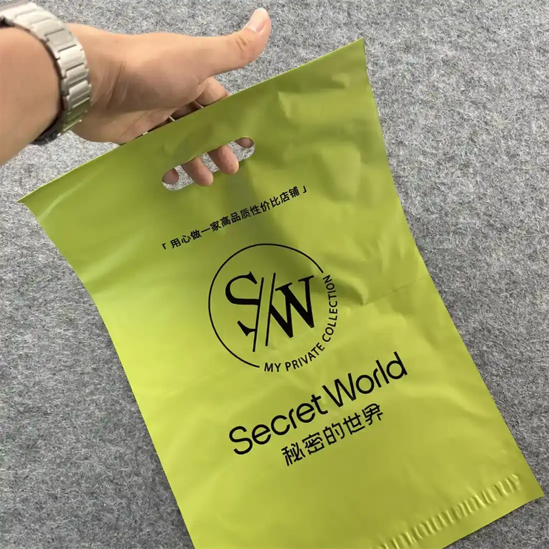 Eco-Friendly Green Custom Printed Large Mailing Bags Handle | Single Color Logo | Bulk Shipping
