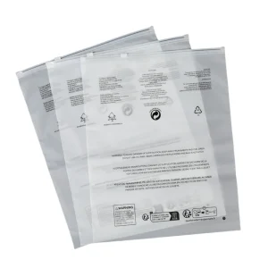 Frosted zipper bag with warning logo