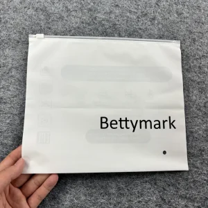 Bulk White Resealable Poly Bags with Black Logo Printing 4x6 in, 8x10 in Sizes - Durable Packaging