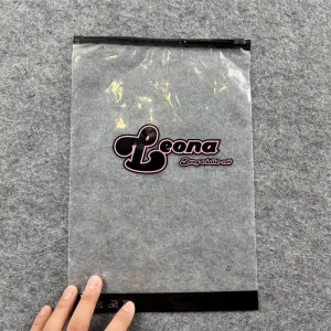 Eco Custom Zipper Pouch: Frosted Black & Clear PE with 2-Color Logo | Perfect for Branded Gift Packaging